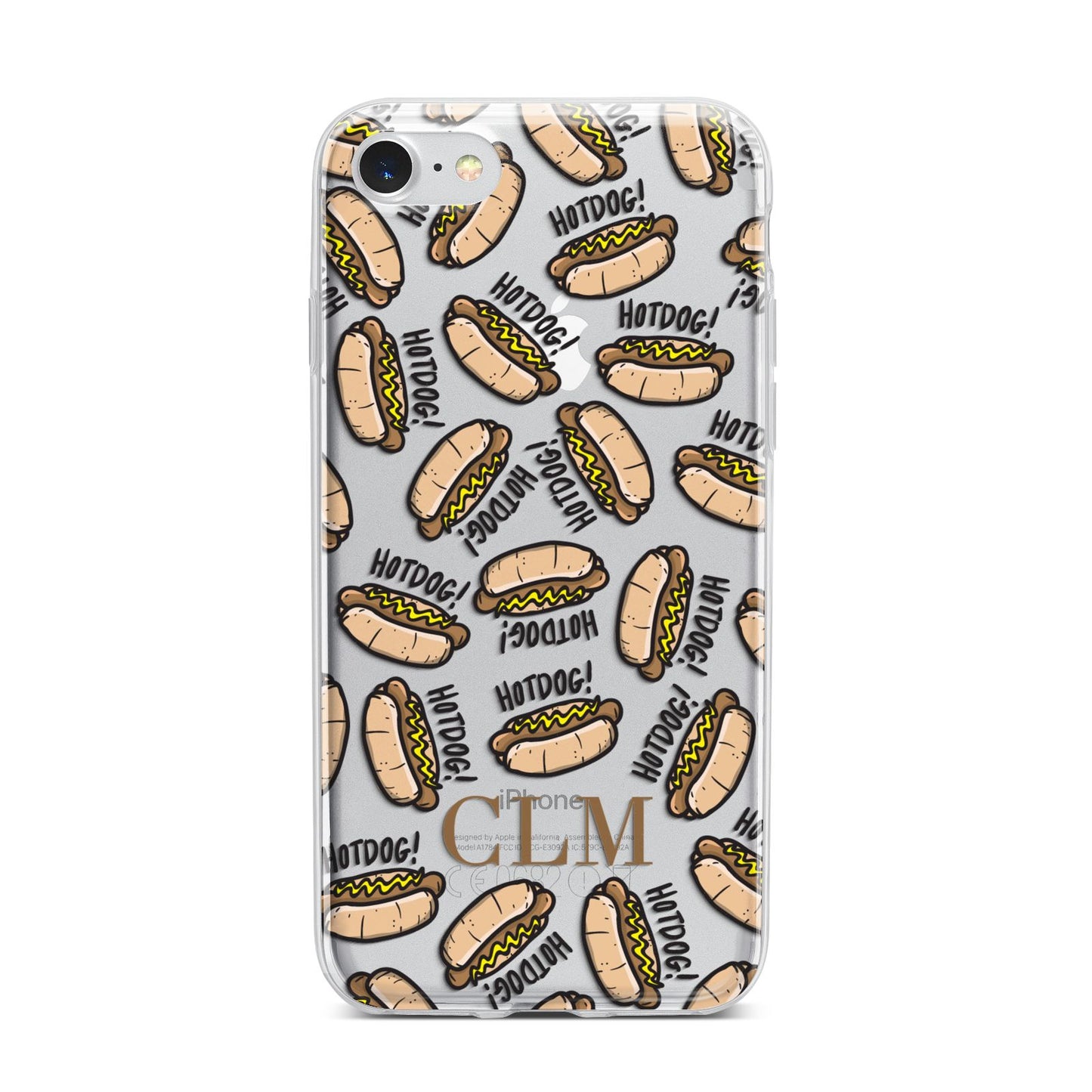 Personalised Hot Dog Initials iPhone 7 Bumper Case on Silver iPhone