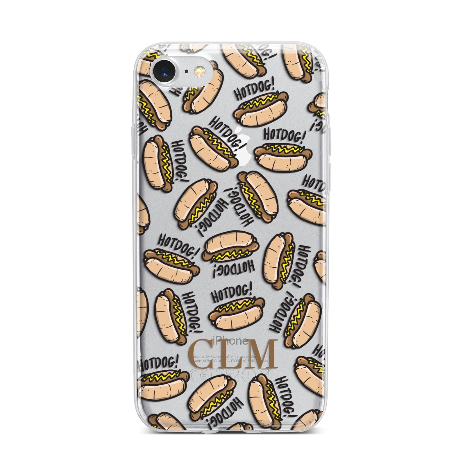 Personalised Hot Dog Initials iPhone 7 Bumper Case on Silver iPhone
