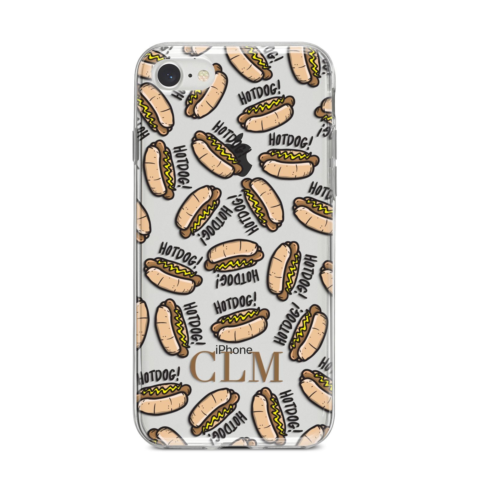Personalised Hot Dog Initials iPhone 8 Bumper Case on Silver iPhone