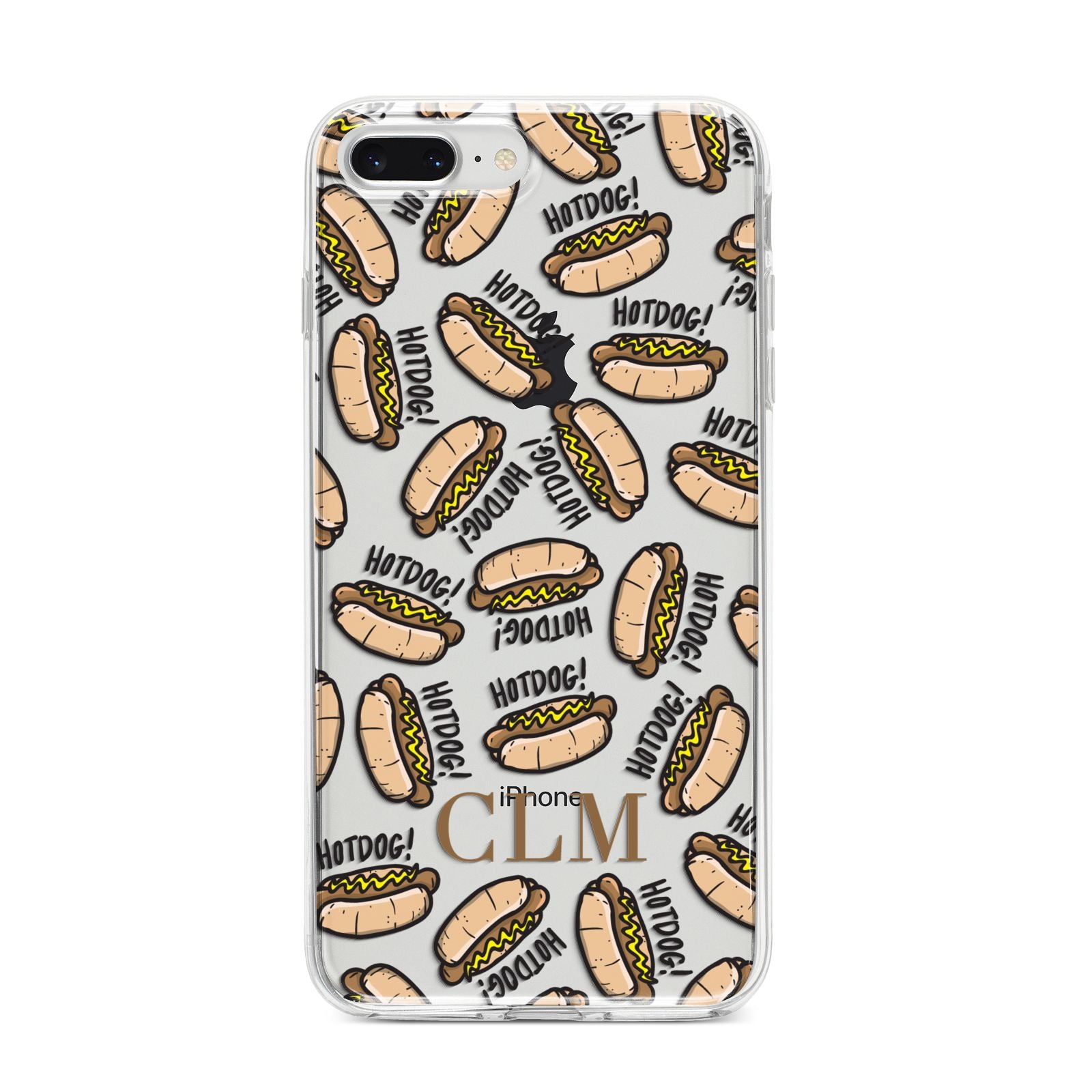 Personalised Hot Dog Initials iPhone 8 Plus Bumper Case on Silver iPhone