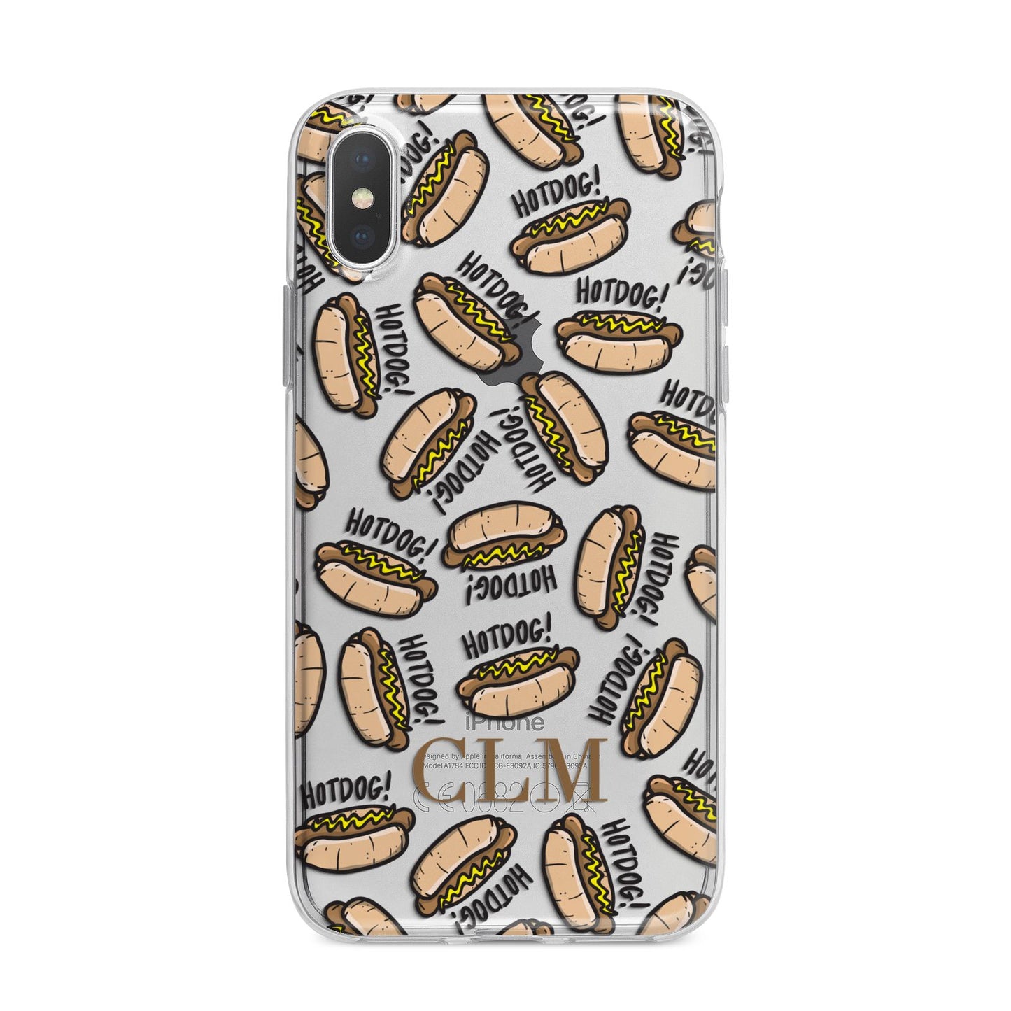 Personalised Hot Dog Initials iPhone X Bumper Case on Silver iPhone Alternative Image 1