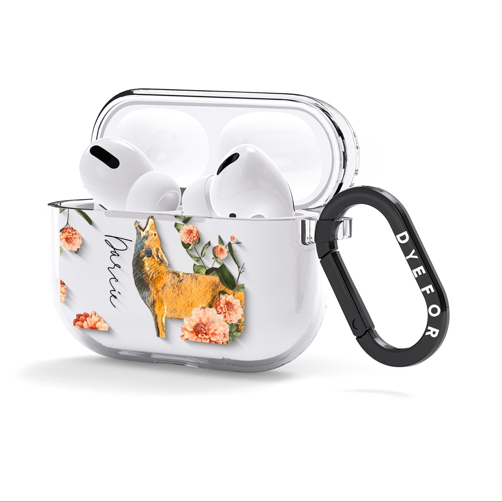 Personalised Howling Wolf AirPods Clear Case 3rd Gen Side Image