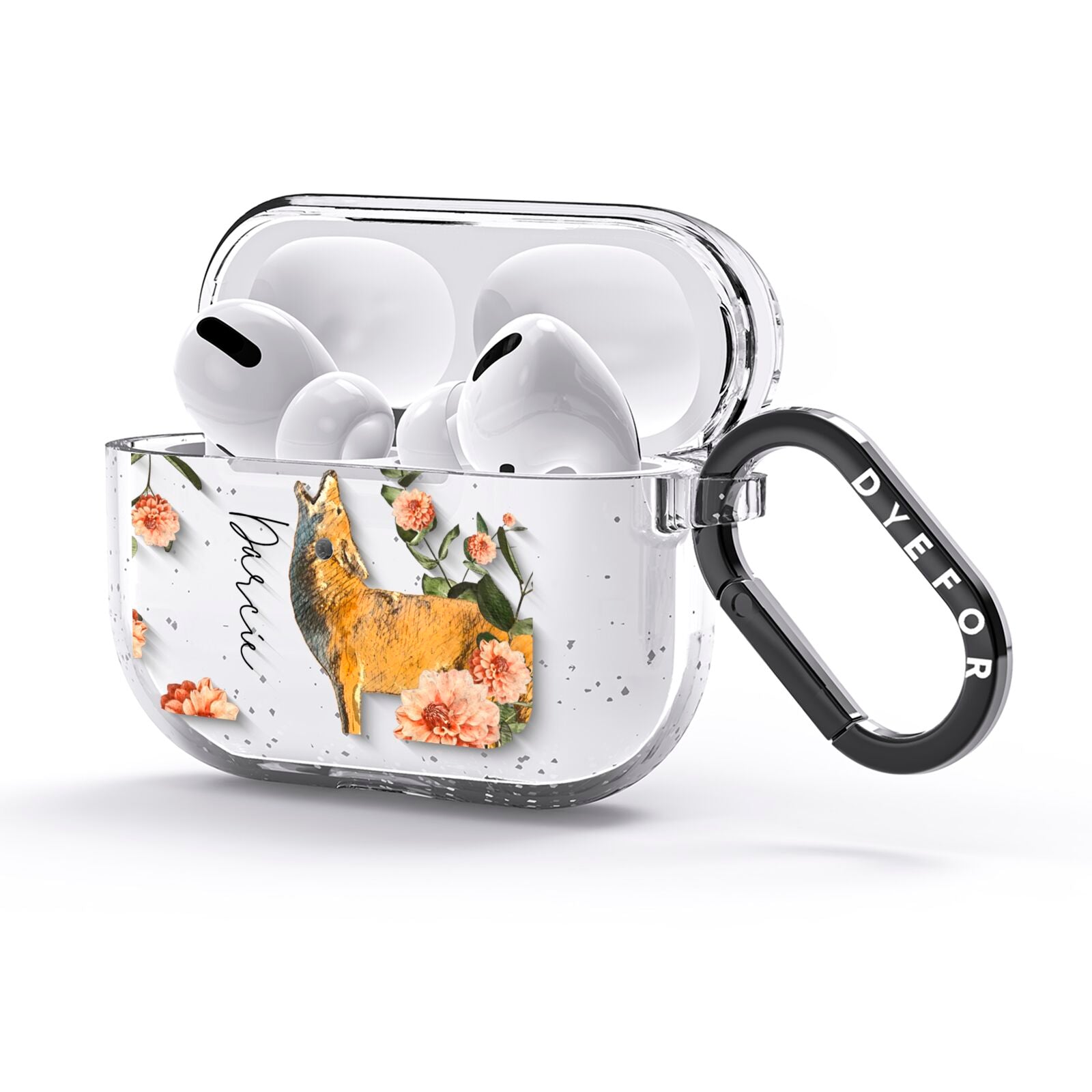 Personalised Howling Wolf AirPods Glitter Case 3rd Gen Side Image
