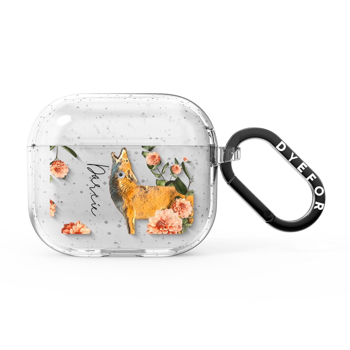Personalised Howling Wolf AirPods Glitter Case 3rd Gen