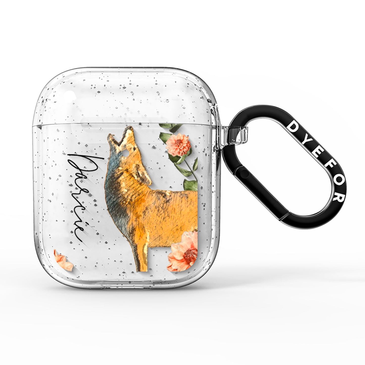Personalised Howling Wolf AirPods Glitter Case