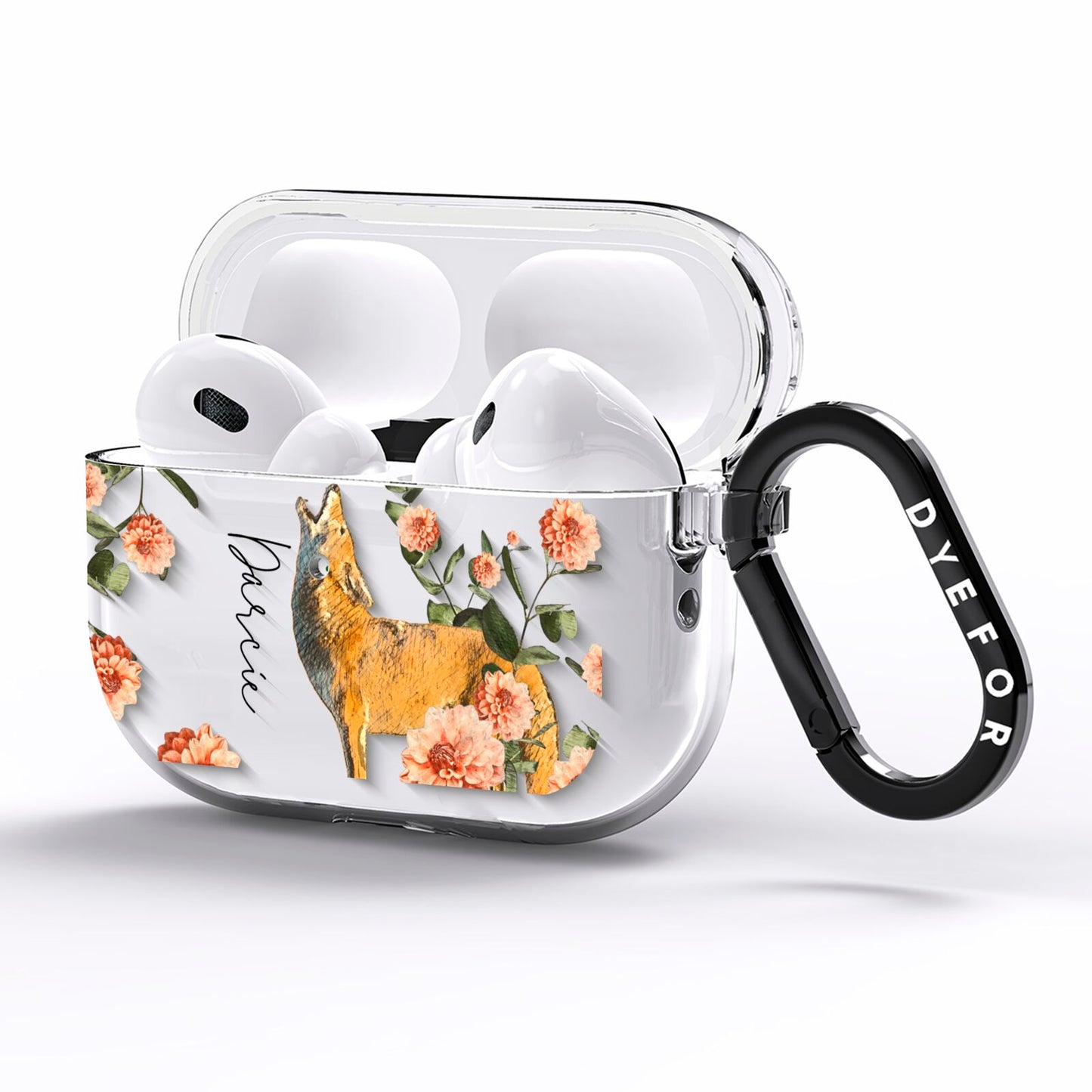 Personalised Howling Wolf AirPods Pro Clear Case Side Image