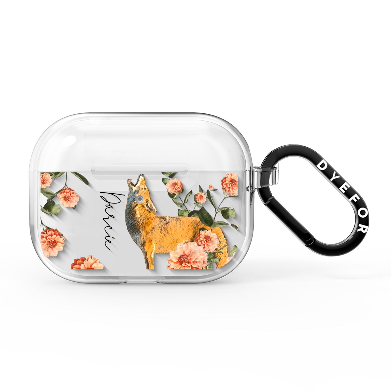 Personalised Howling Wolf AirPods Pro Clear Case