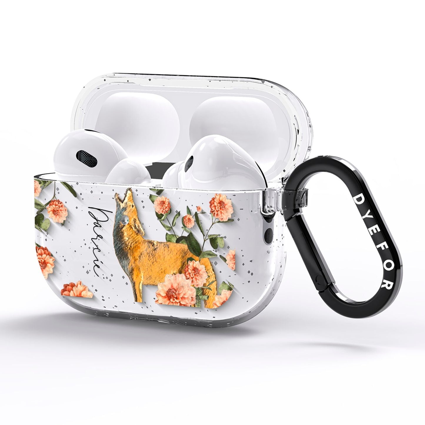 Personalised Howling Wolf AirPods Pro Glitter Case Side Image