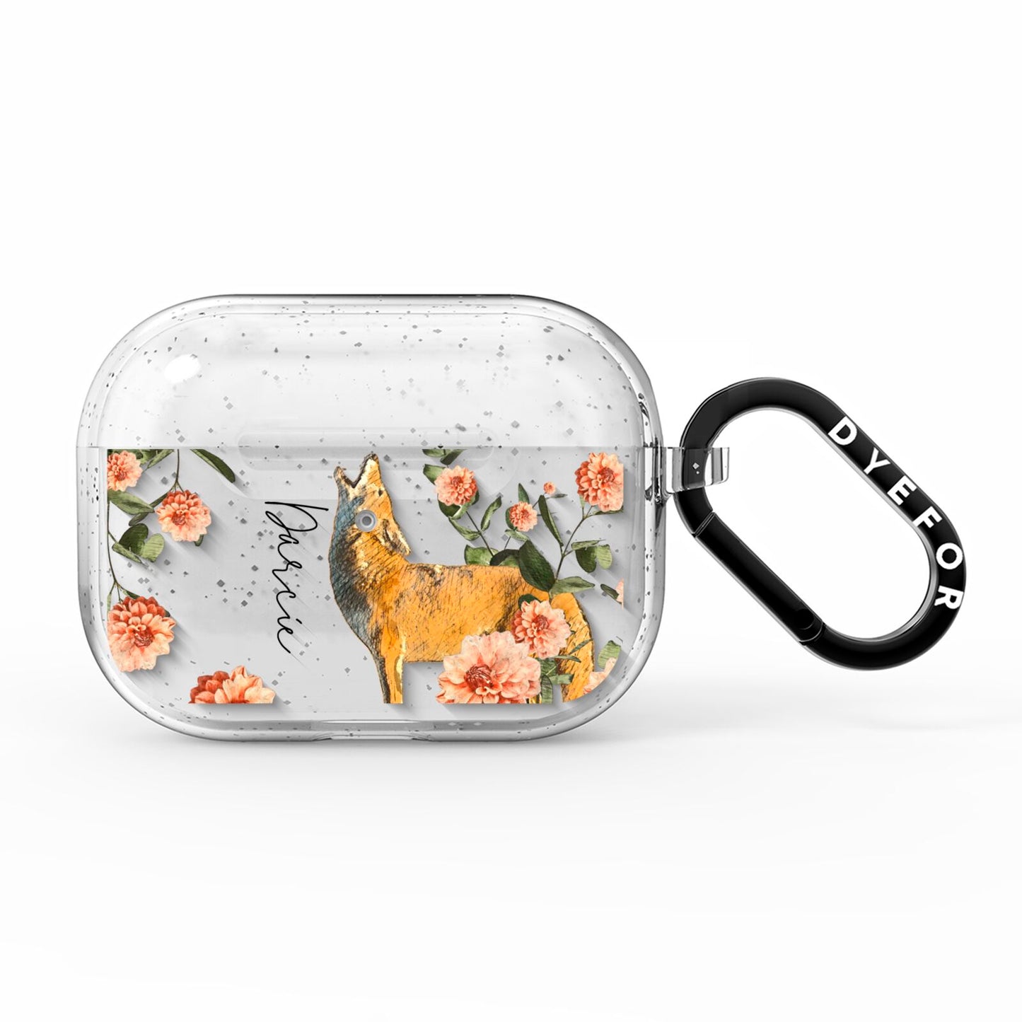 Personalised Howling Wolf AirPods Pro Glitter Case