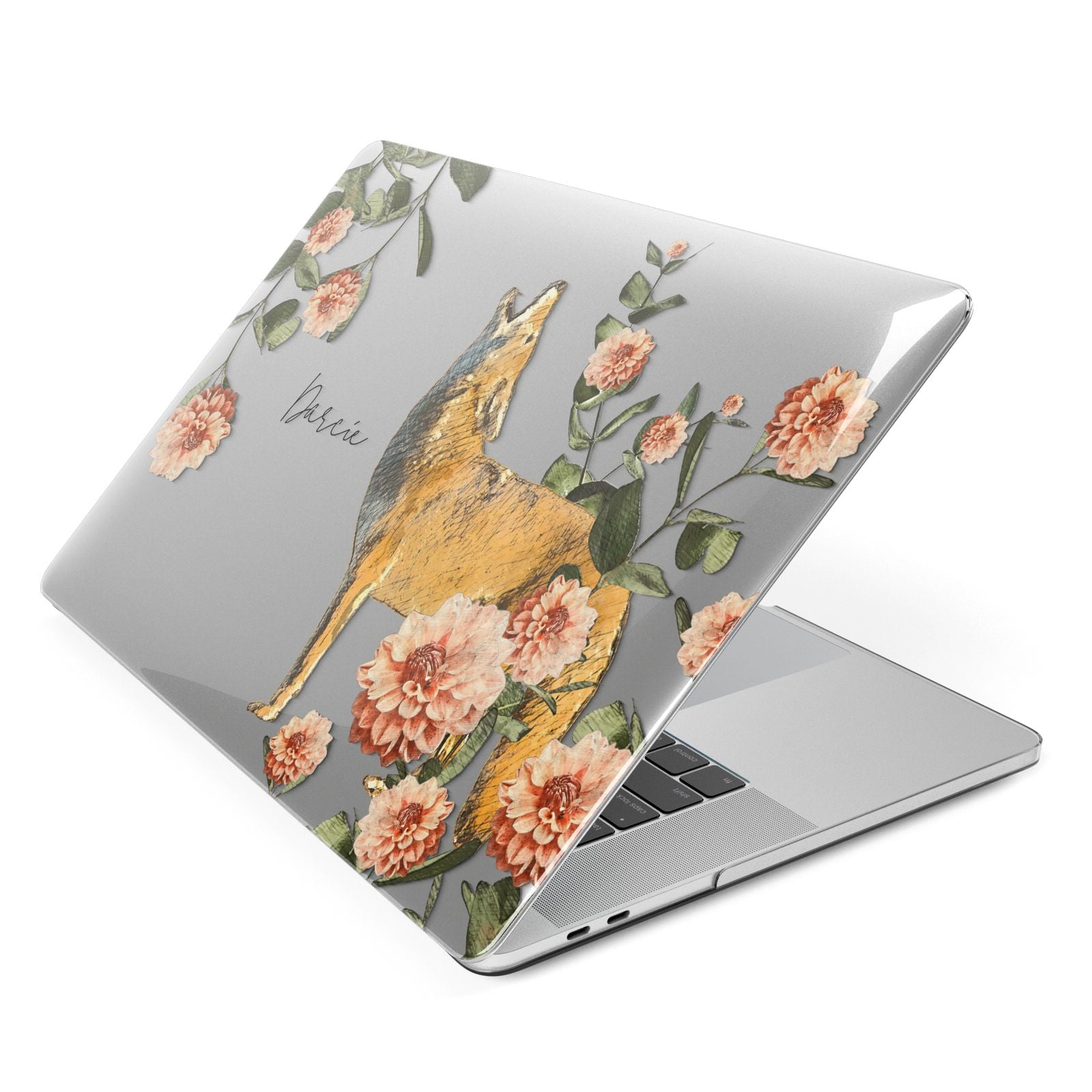 Personalised Howling Wolf Apple MacBook Case Side View