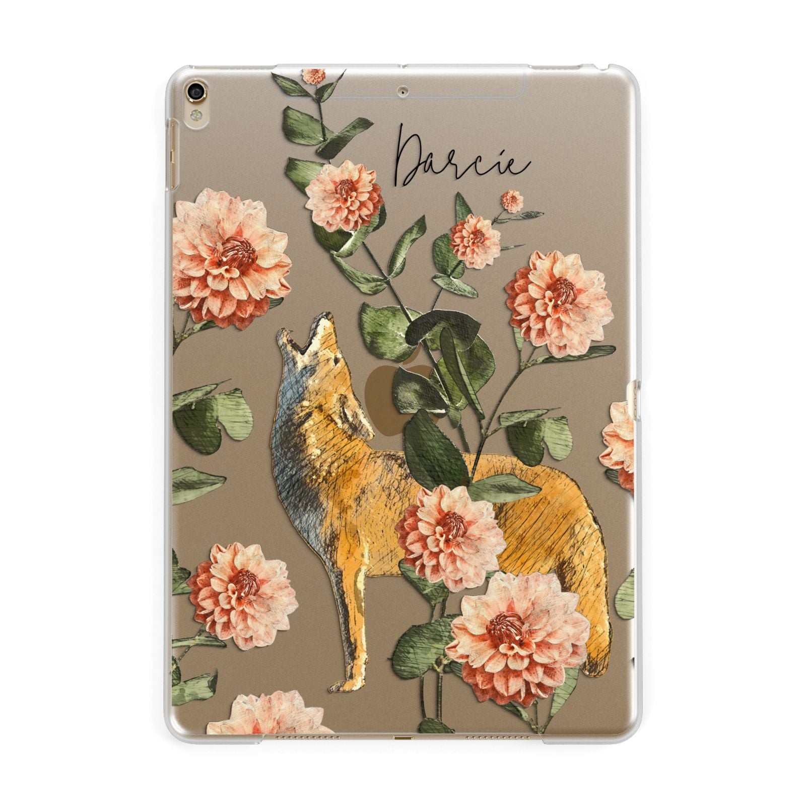 Personalised Howling Wolf Apple iPad Gold Case