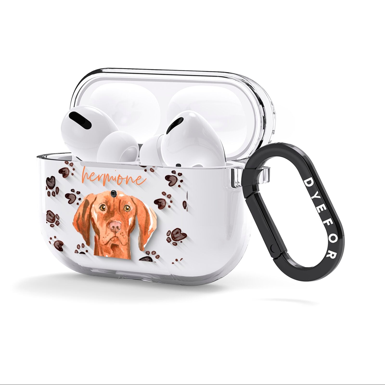 Personalised Hungarian Vizsla AirPods Clear Case 3rd Gen Side Image