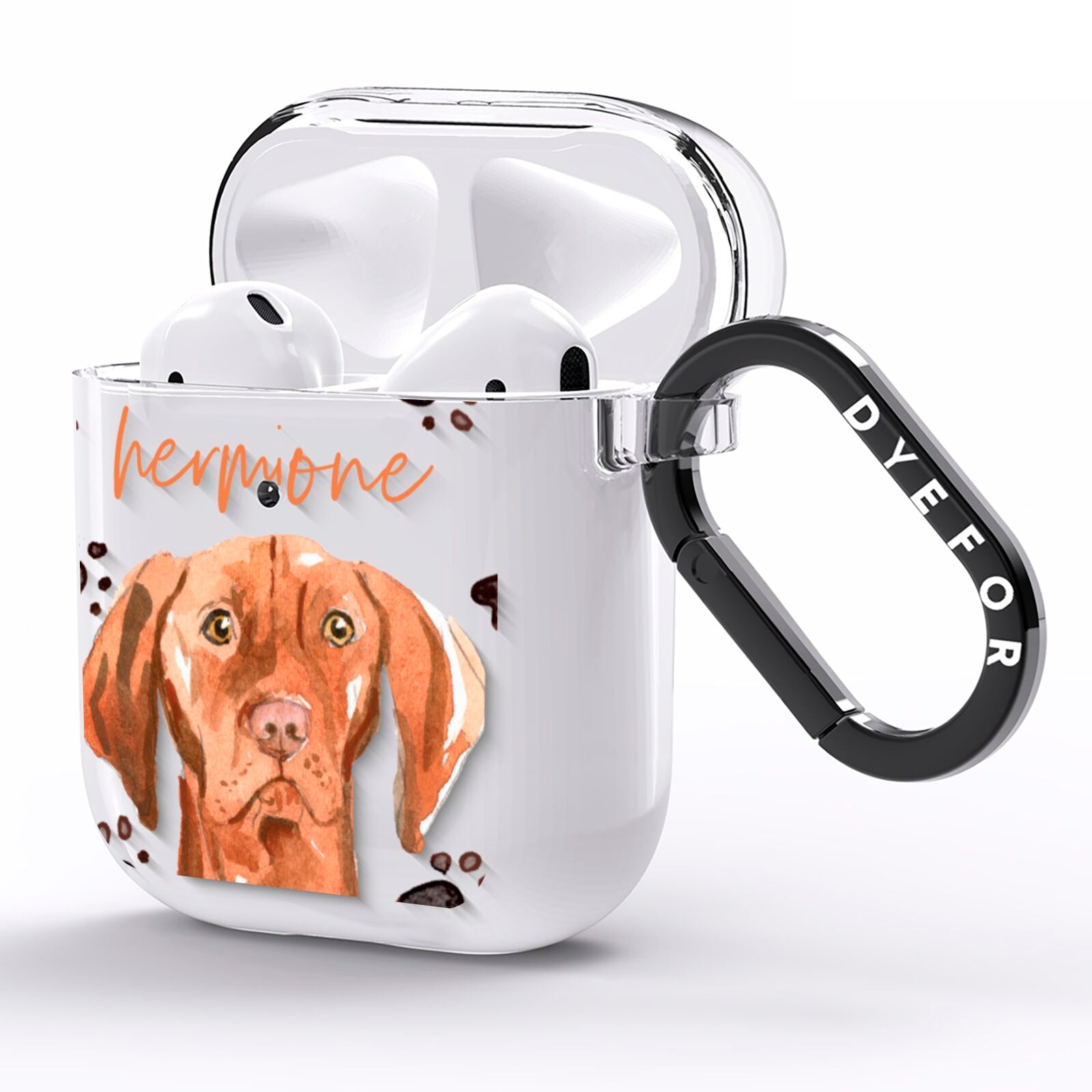 Personalised Hungarian Vizsla AirPods Clear Case Side Image