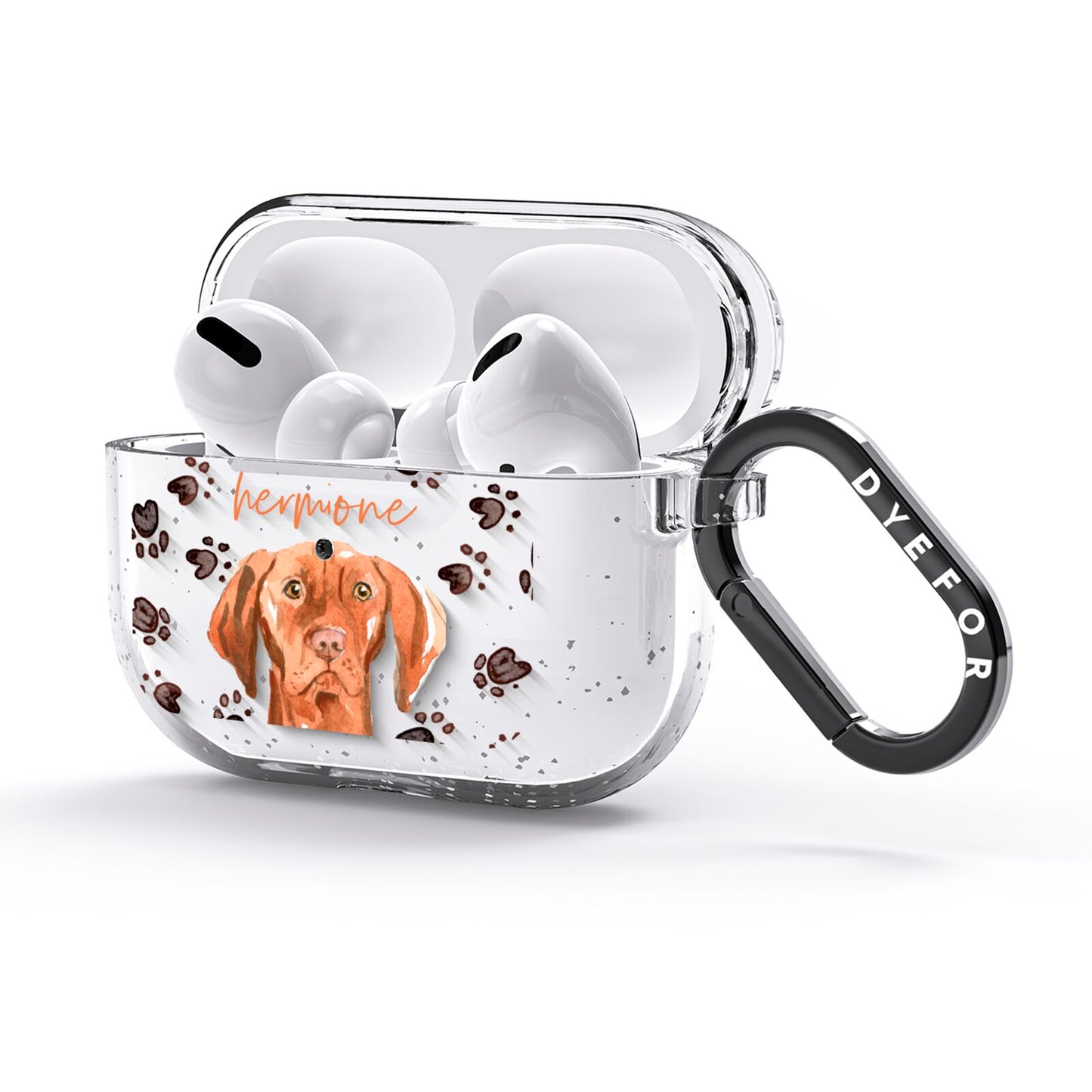 Personalised Hungarian Vizsla AirPods Glitter Case 3rd Gen Side Image