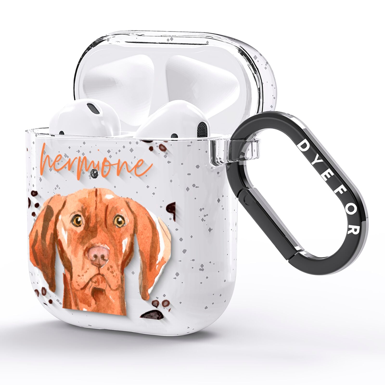 Personalised Hungarian Vizsla AirPods Glitter Case Side Image
