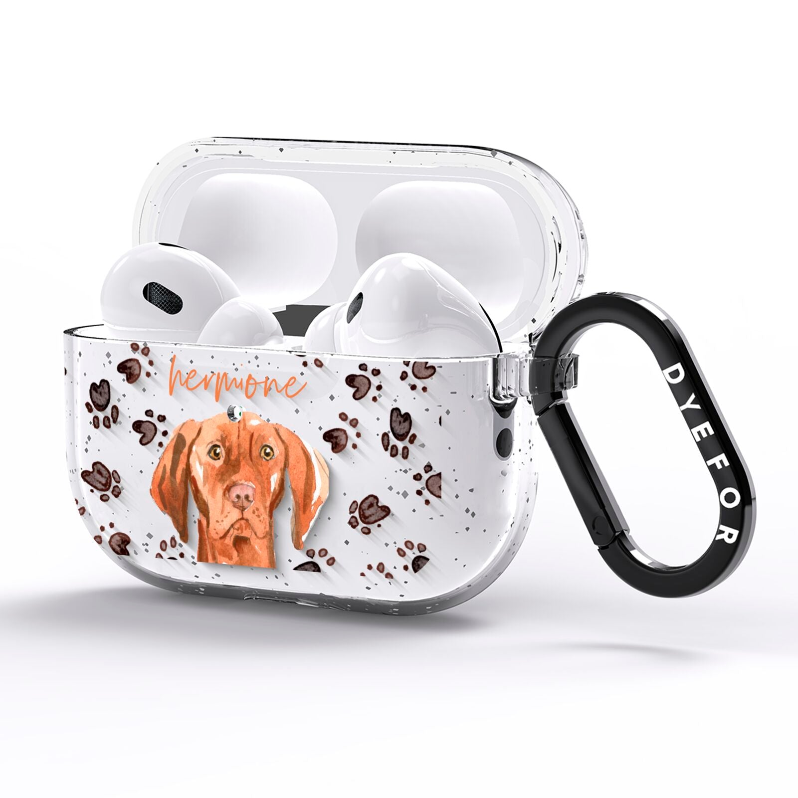 Personalised Hungarian Vizsla AirPods Pro Glitter Case Side Image