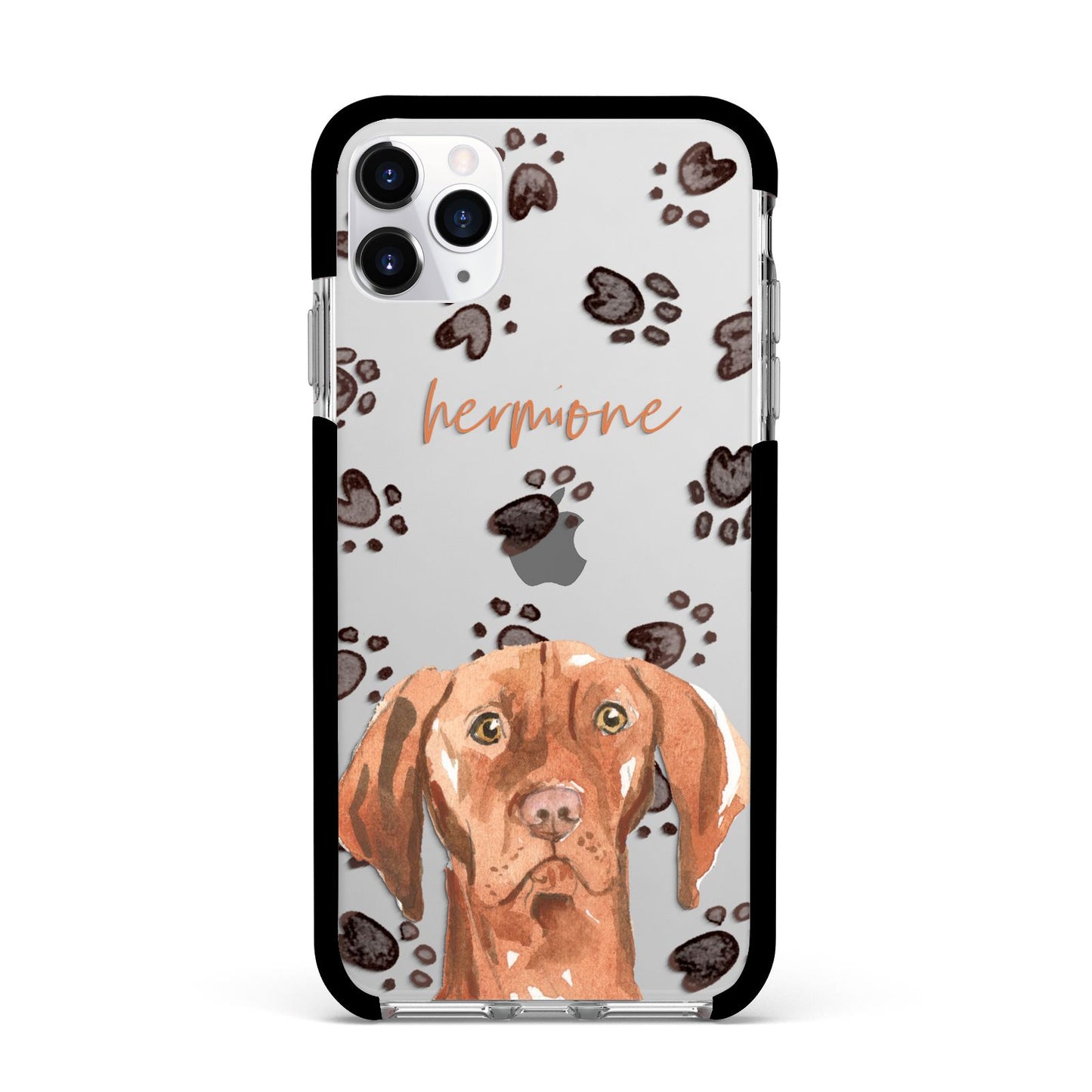 Personalised Hungarian Vizsla Apple iPhone 11 Pro Max in Silver with Black Impact Case