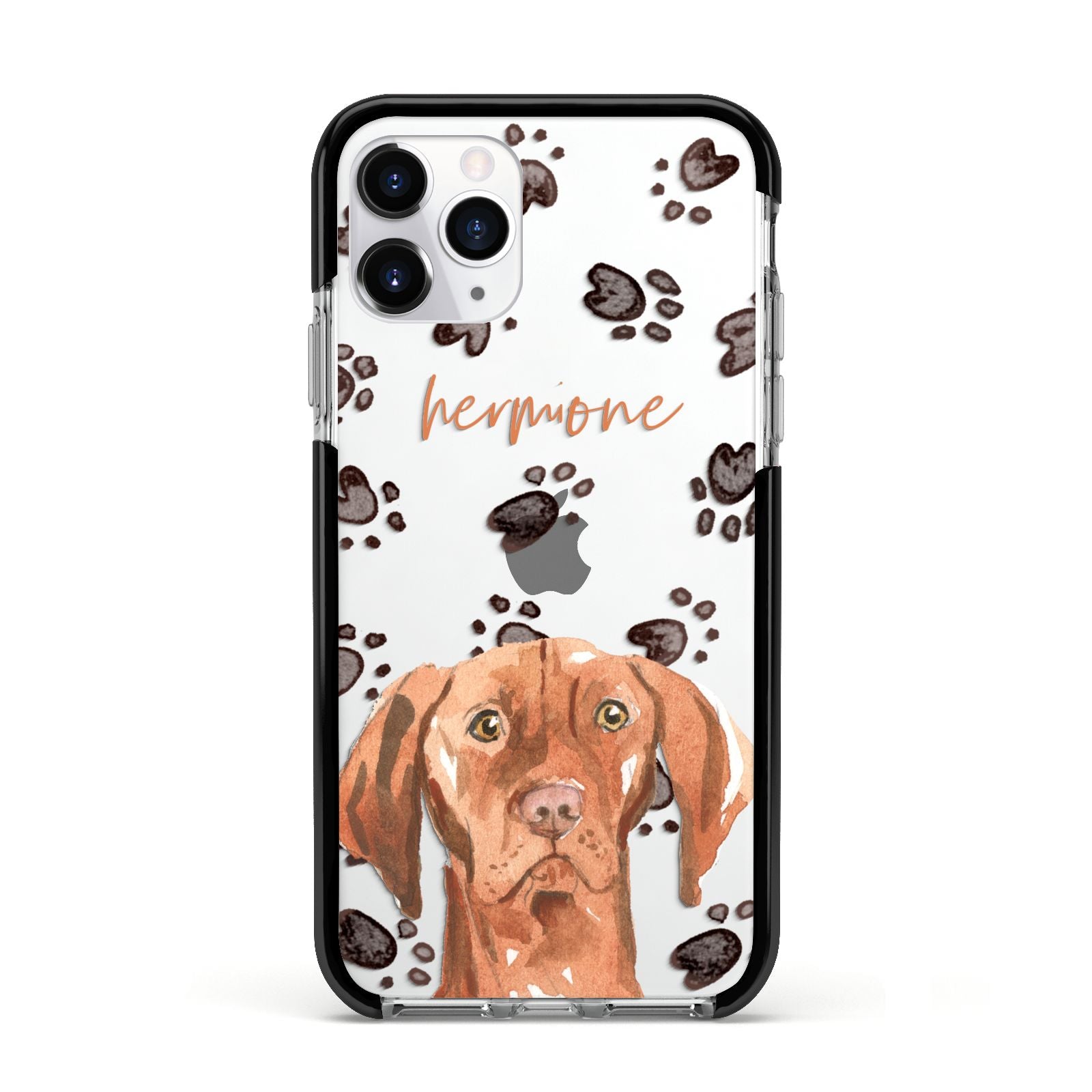 Personalised Hungarian Vizsla Apple iPhone 11 Pro in Silver with Black Impact Case