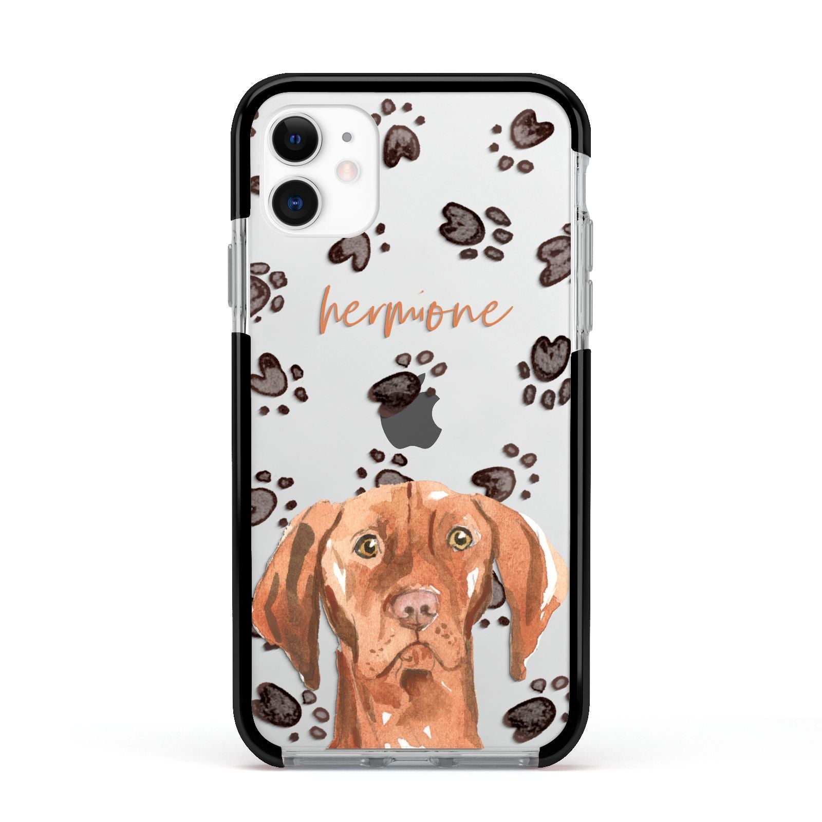 Personalised Hungarian Vizsla Apple iPhone 11 in White with Black Impact Case
