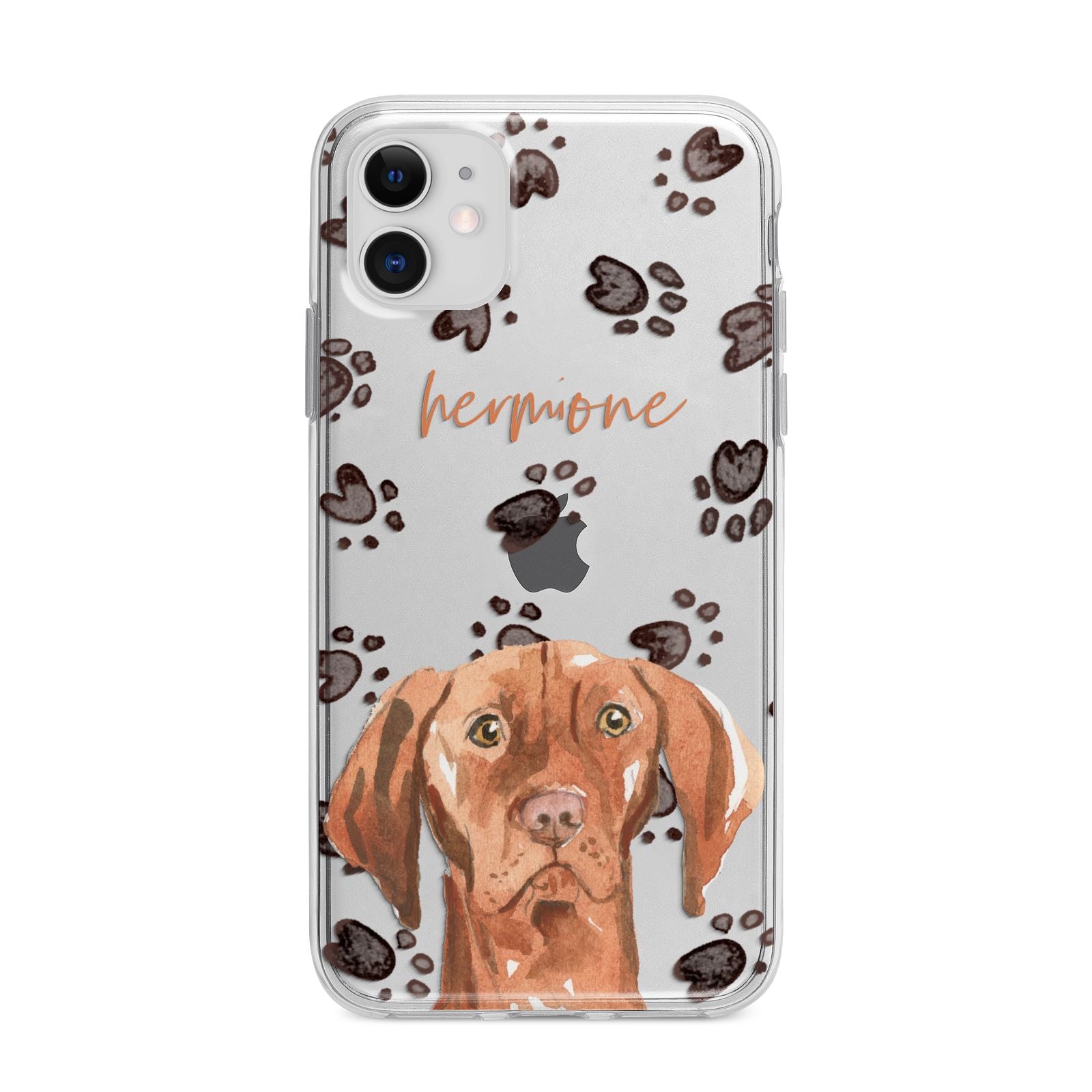 Personalised Hungarian Vizsla Apple iPhone 11 in White with Bumper Case