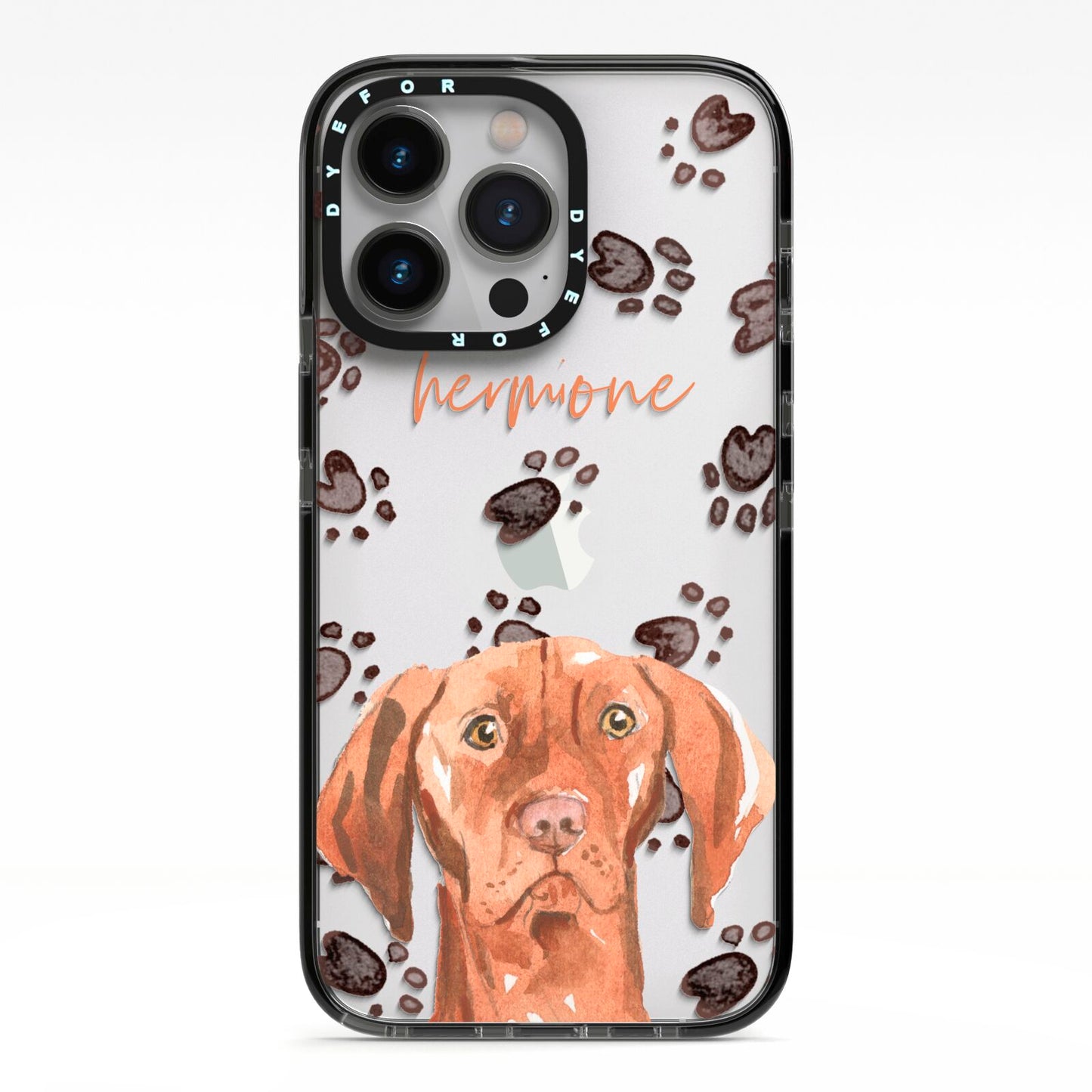 Personalised Hungarian Vizsla iPhone 13 Pro Black Impact Case on Silver phone