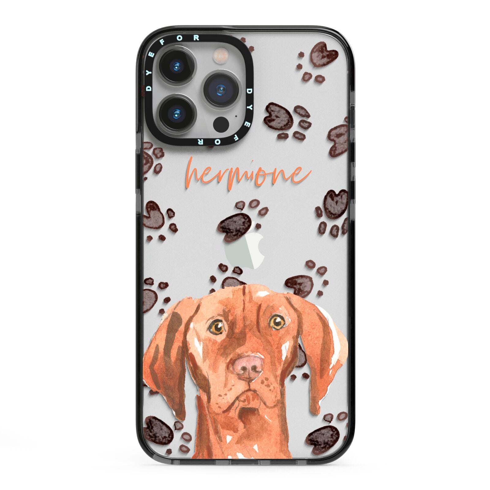 Personalised Hungarian Vizsla iPhone 13 Pro Max Black Impact Case on Silver phone
