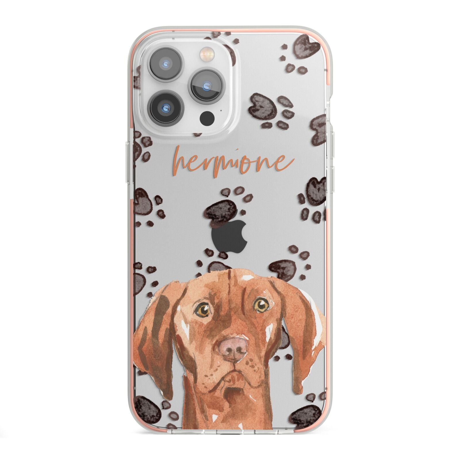 Personalised Hungarian Vizsla iPhone 13 Pro Max TPU Impact Case with Pink Edges