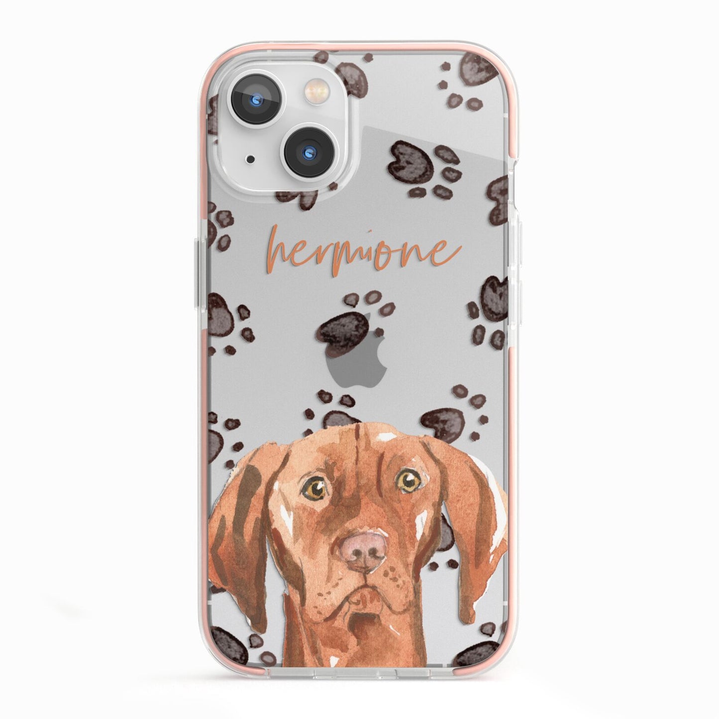 Personalised Hungarian Vizsla iPhone 13 TPU Impact Case with Pink Edges
