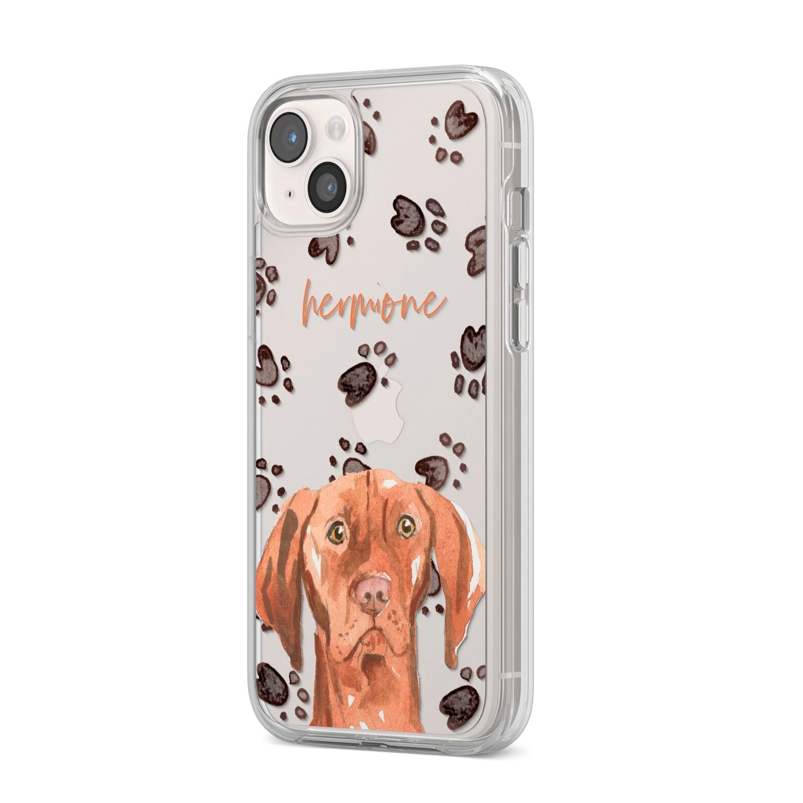 Personalised Hungarian Vizsla iPhone 14 Plus Clear Tough Case Starlight Angled Image