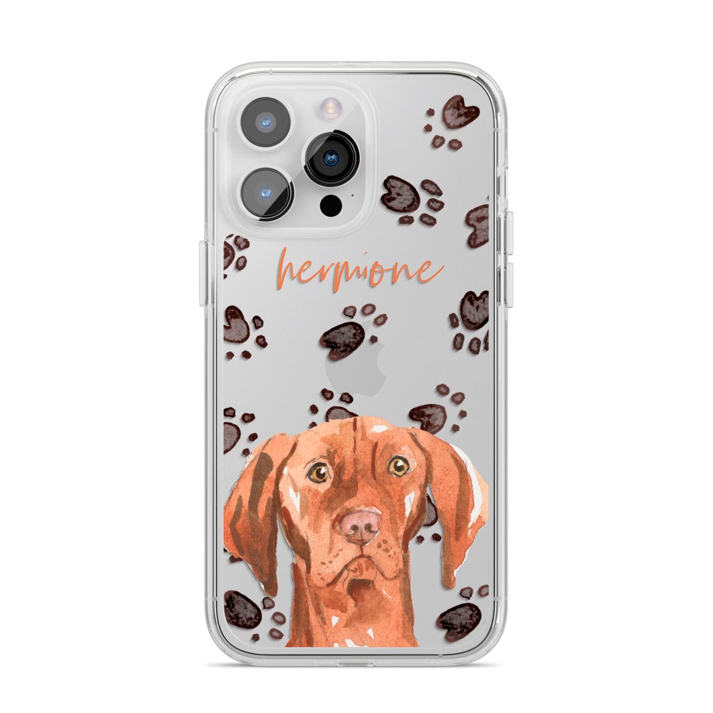 Personalised Hungarian Vizsla iPhone 14 Pro Max Clear Tough Case Silver