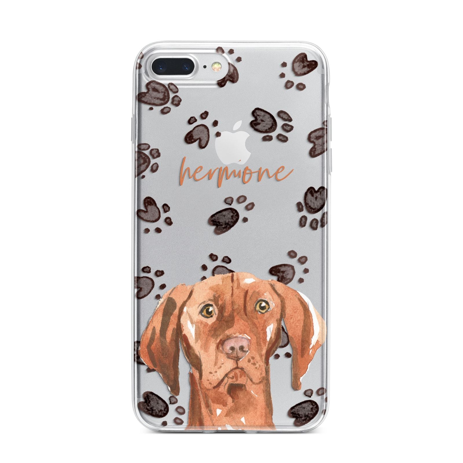 Personalised Hungarian Vizsla iPhone 7 Plus Bumper Case on Silver iPhone
