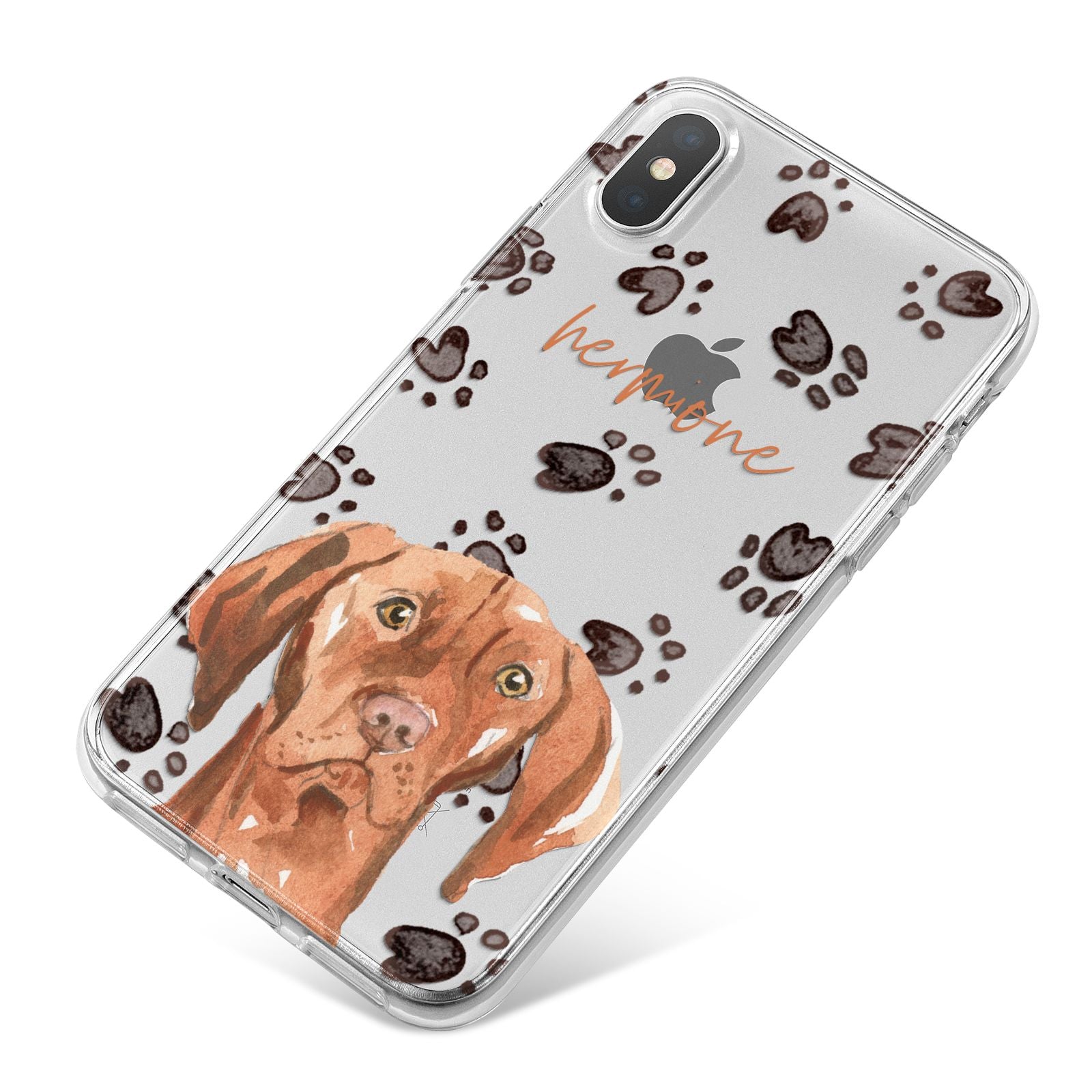 Personalised Hungarian Vizsla iPhone X Bumper Case on Silver iPhone