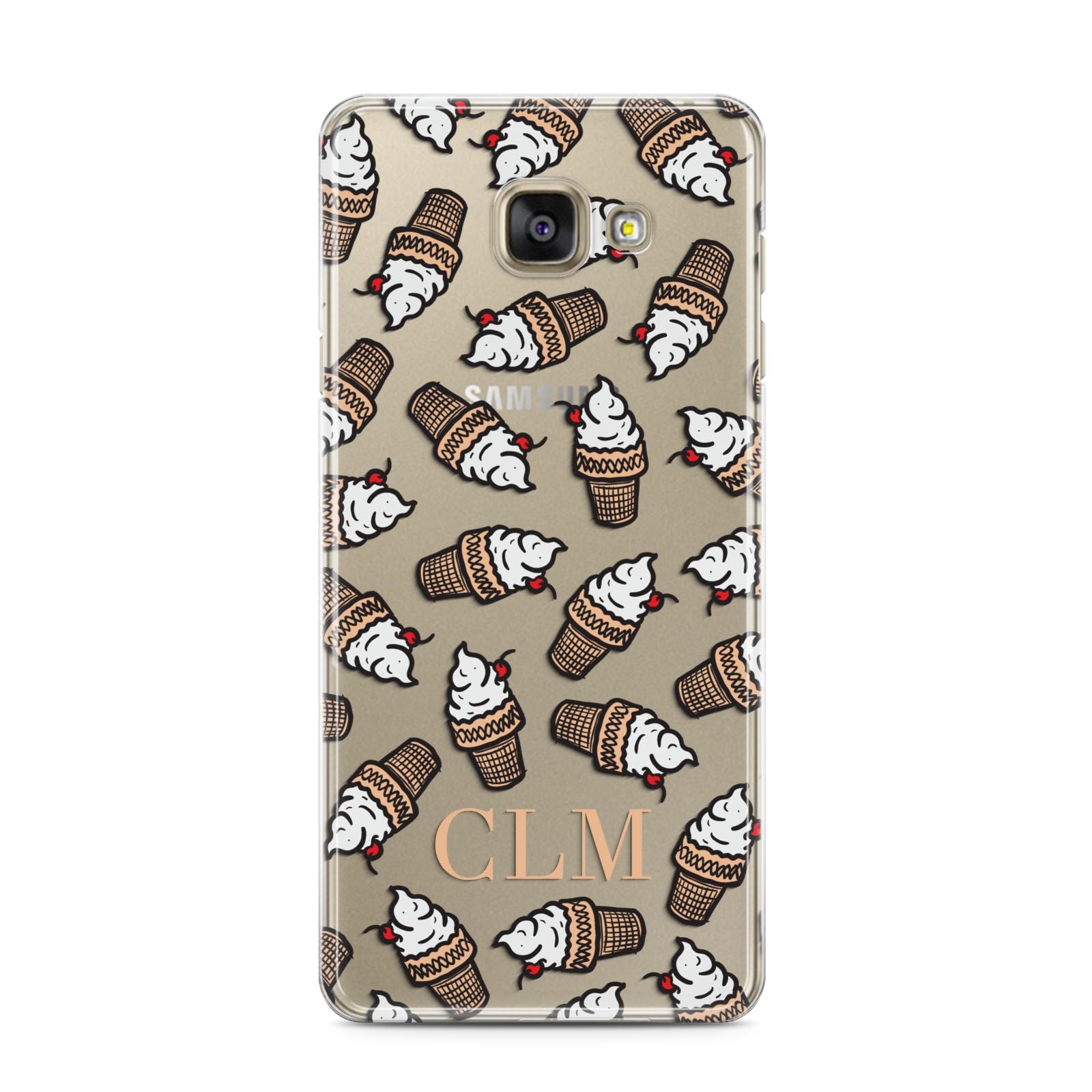 Personalised Ice Cream Initials Samsung Galaxy A3 2016 Case on gold phone