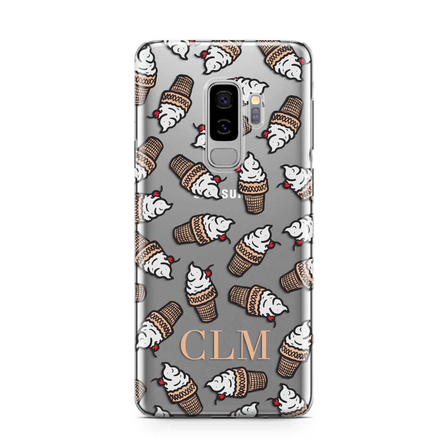 Personalised Ice Cream Initials Samsung Galaxy S9 Plus Case on Silver phone