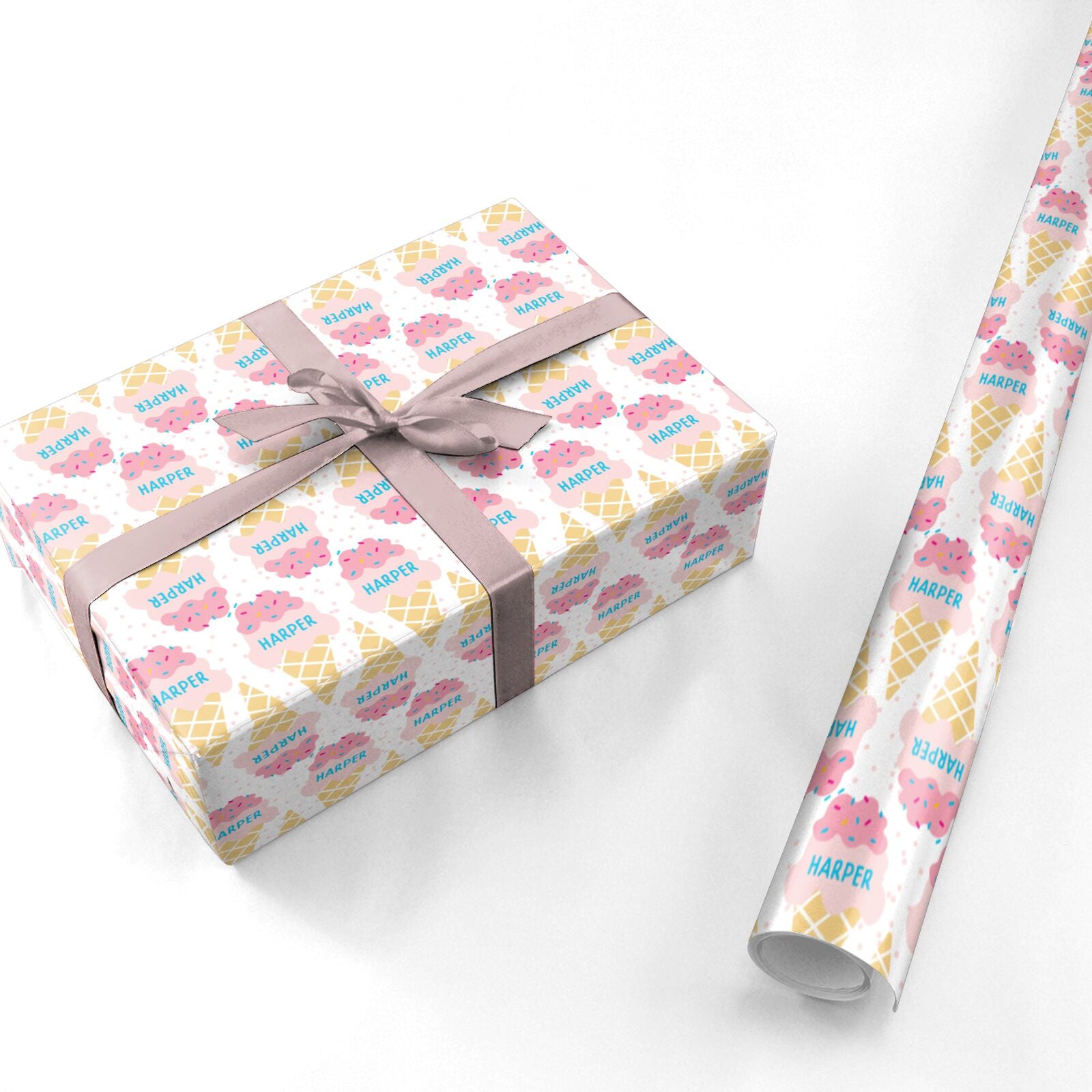 Personalised Ice Cream Name Personalised Wrapping Paper
