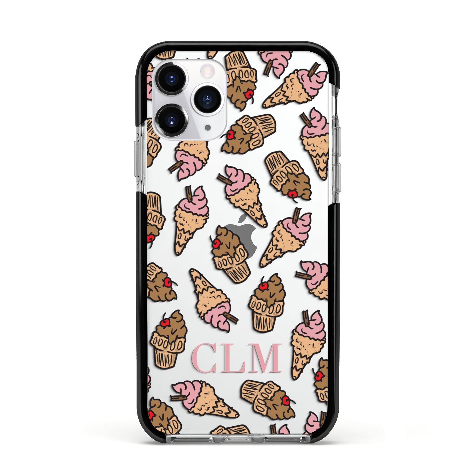 Personalised Ice Creams Initials Apple iPhone 11 Pro in Silver with Black Impact Case