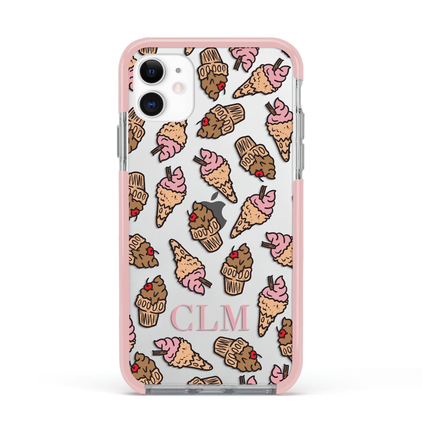 Personalised Ice Creams Initials Apple iPhone 11 in White with Pink Impact Case