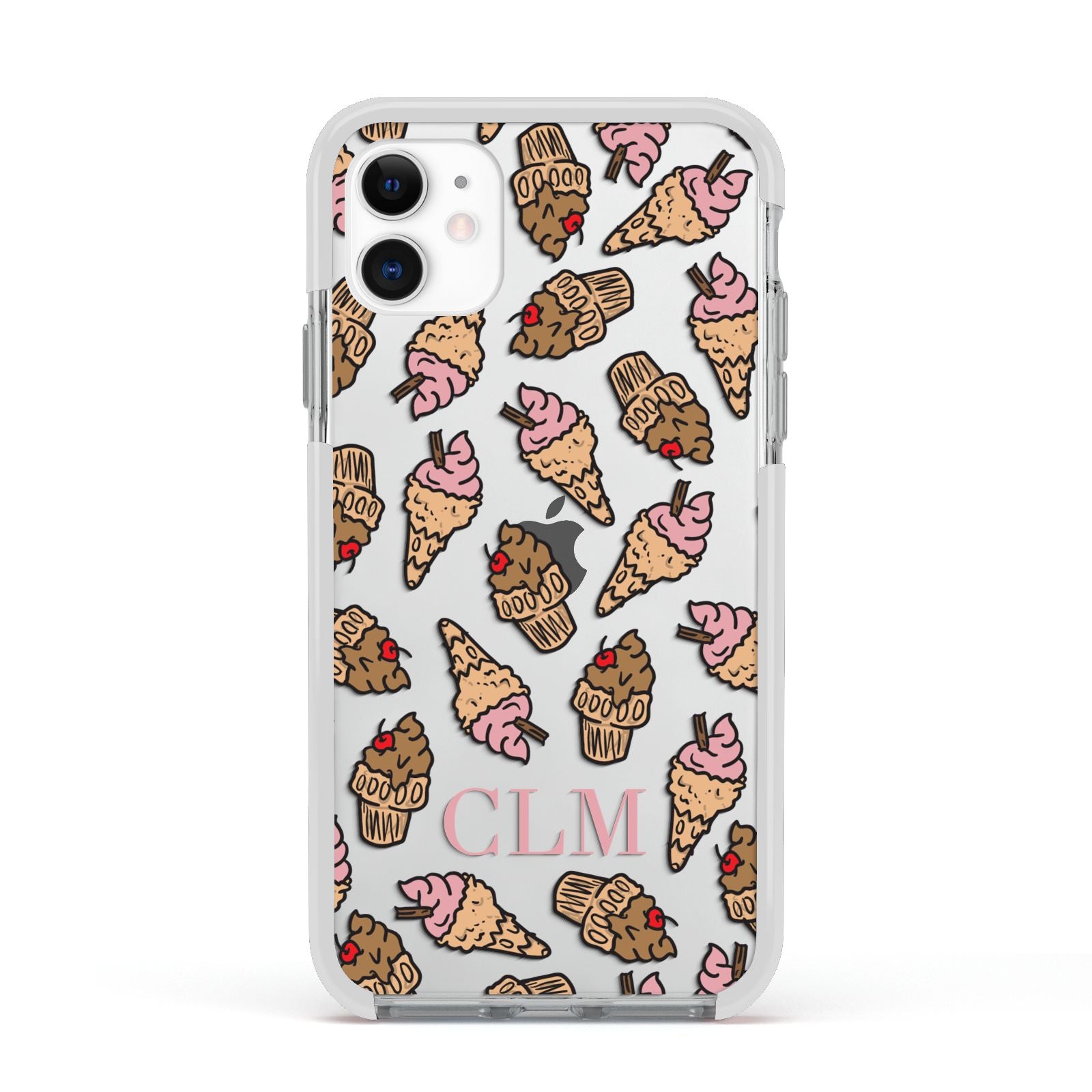 Personalised Ice Creams Initials Apple iPhone 11 in White with White Impact Case