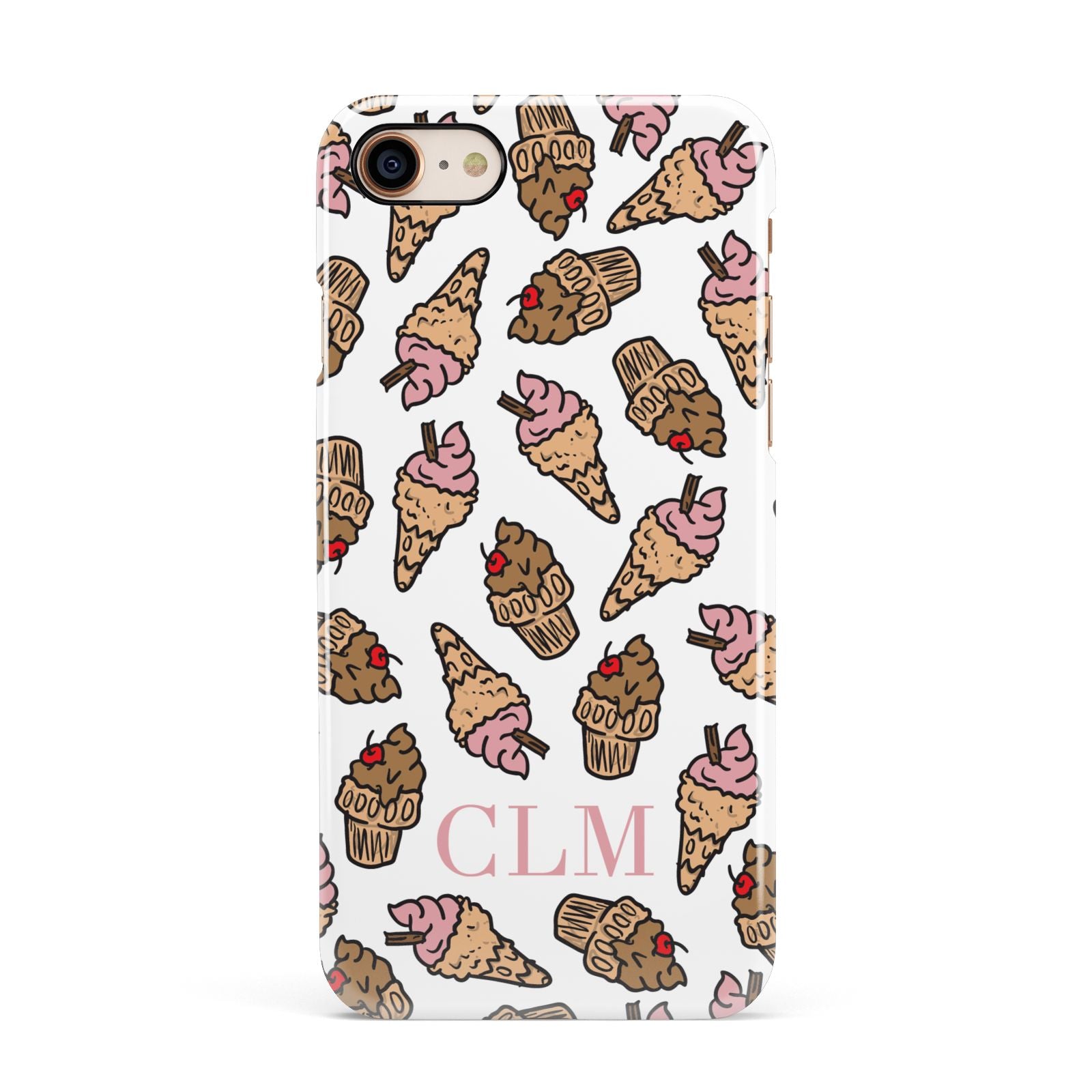 Personalised Ice Creams Initials Apple iPhone 7 8 3D Snap Case