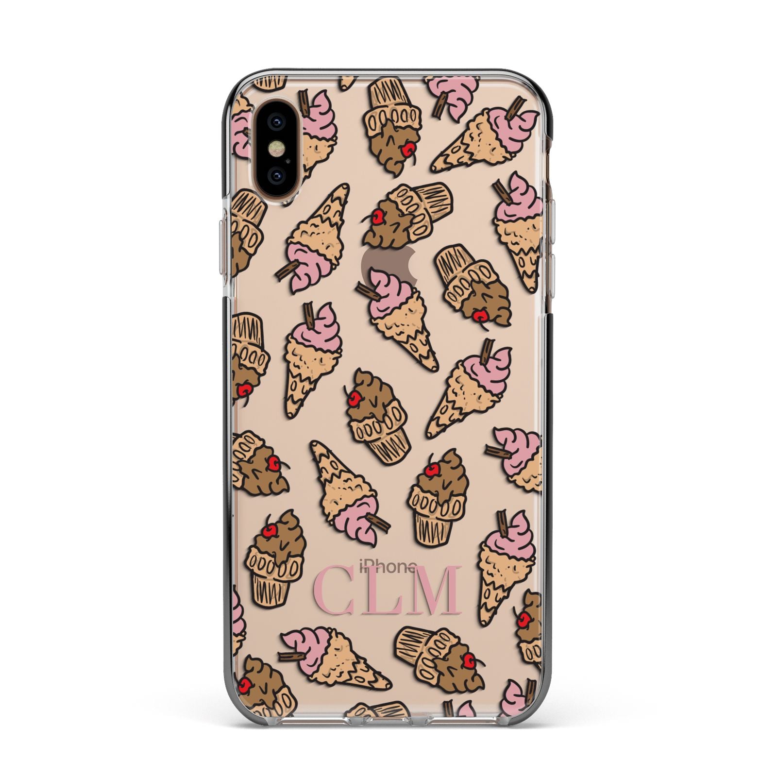 Personalised Ice Creams Initials Apple iPhone Xs Max Impact Case Black Edge on Gold Phone