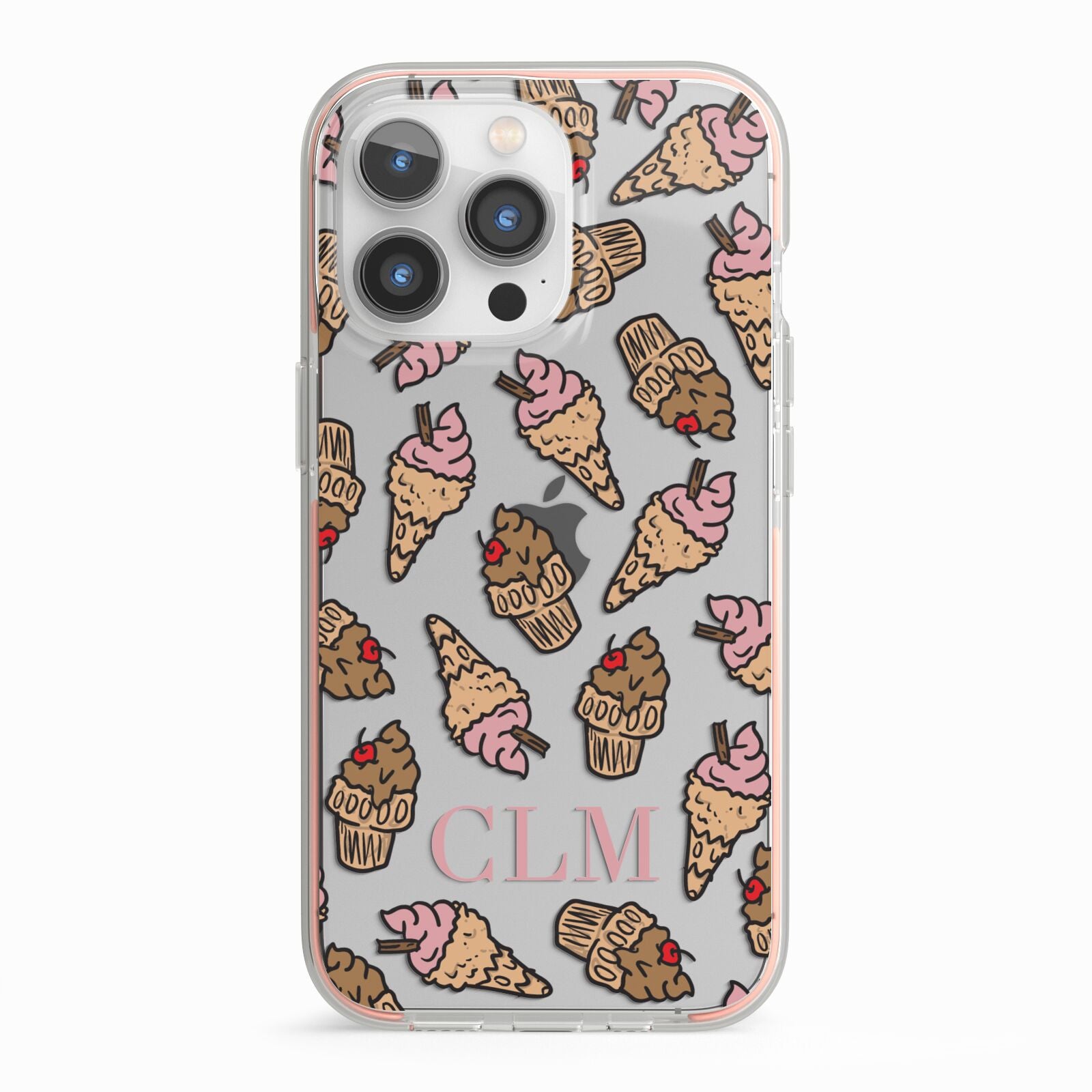 Personalised Ice Creams Initials iPhone 13 Pro TPU Impact Case with Pink Edges
