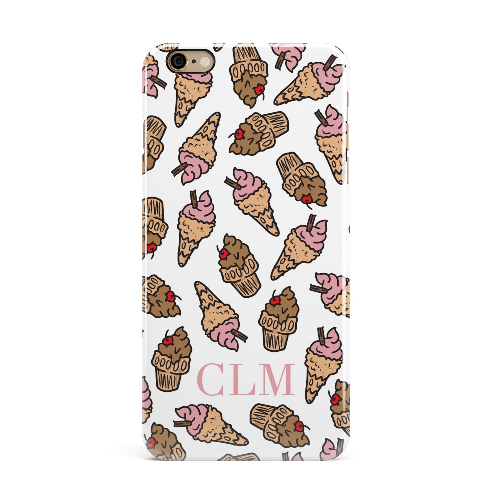 Personalised Ice Creams Initials iPhone 6 Plus 3D Snap Case on Gold Phone