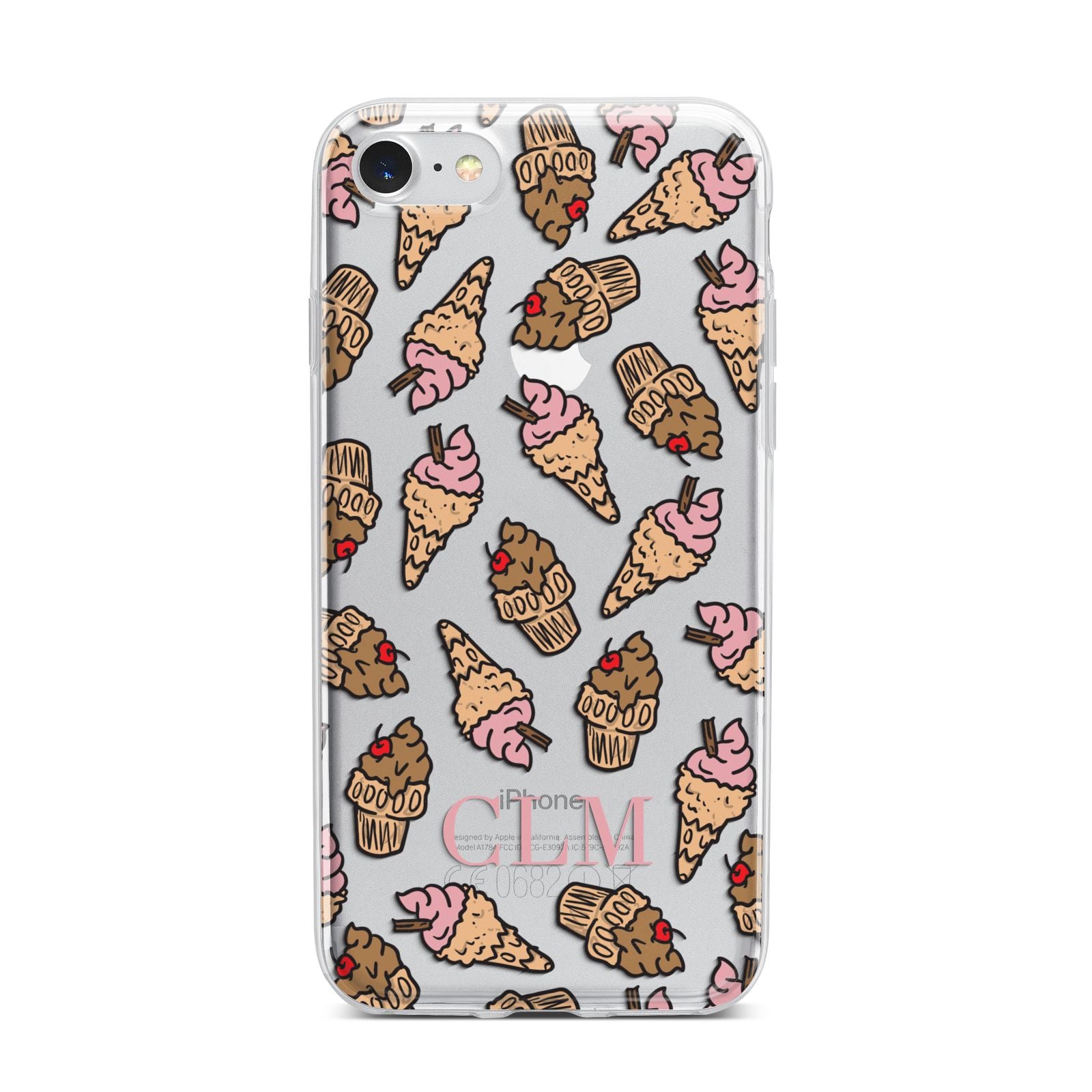 Personalised Ice Creams Initials iPhone 7 Bumper Case on Silver iPhone