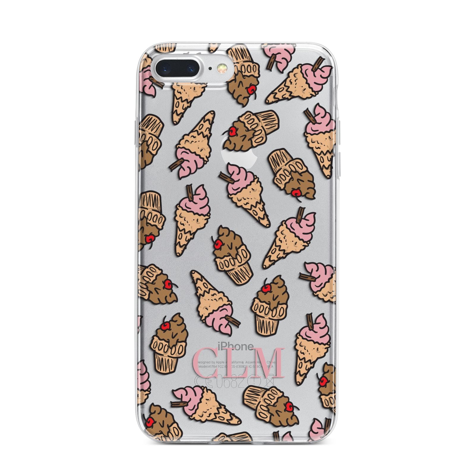 Personalised Ice Creams Initials iPhone 7 Plus Bumper Case on Silver iPhone