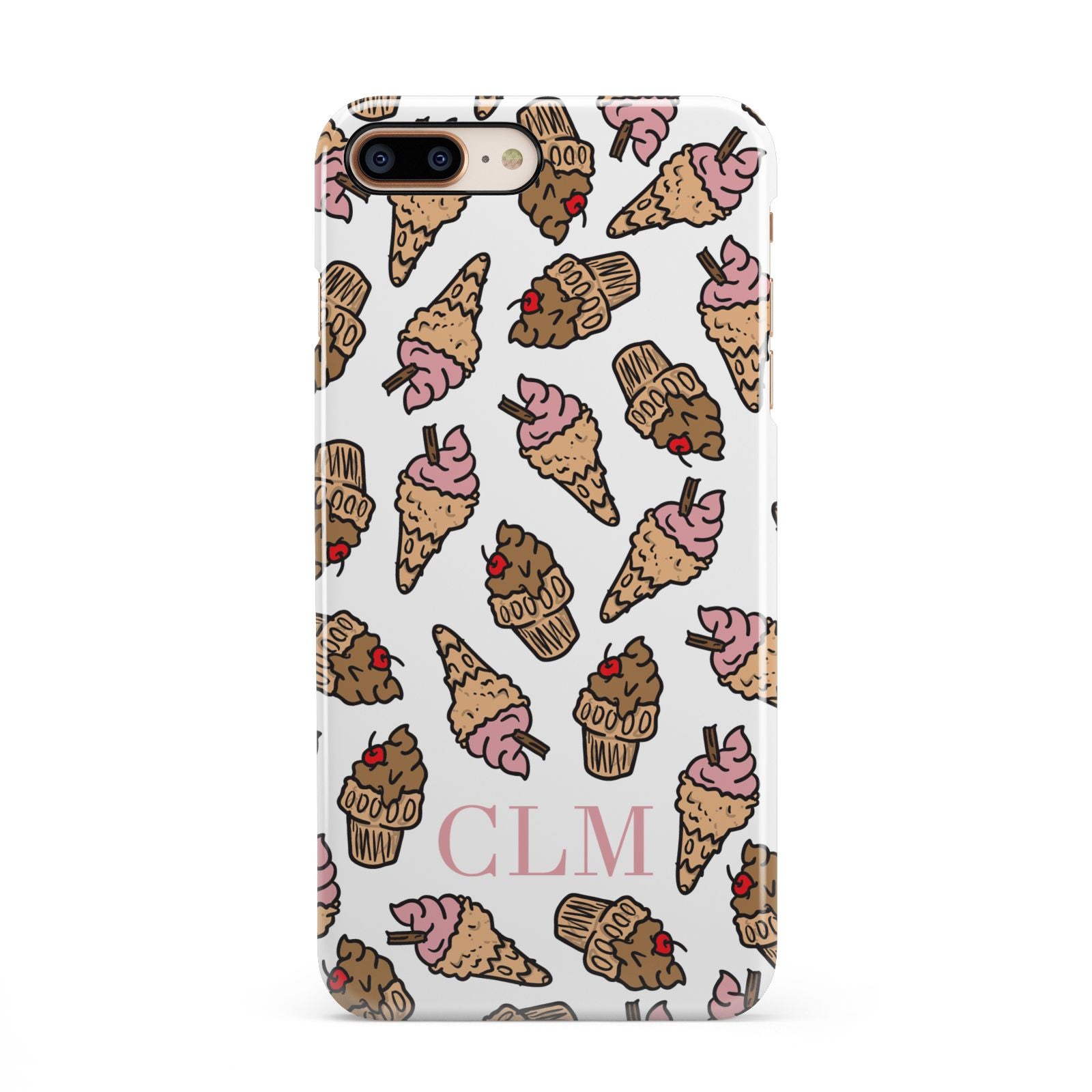 Personalised Ice Creams Initials iPhone 8 Plus 3D Snap Case on Gold Phone