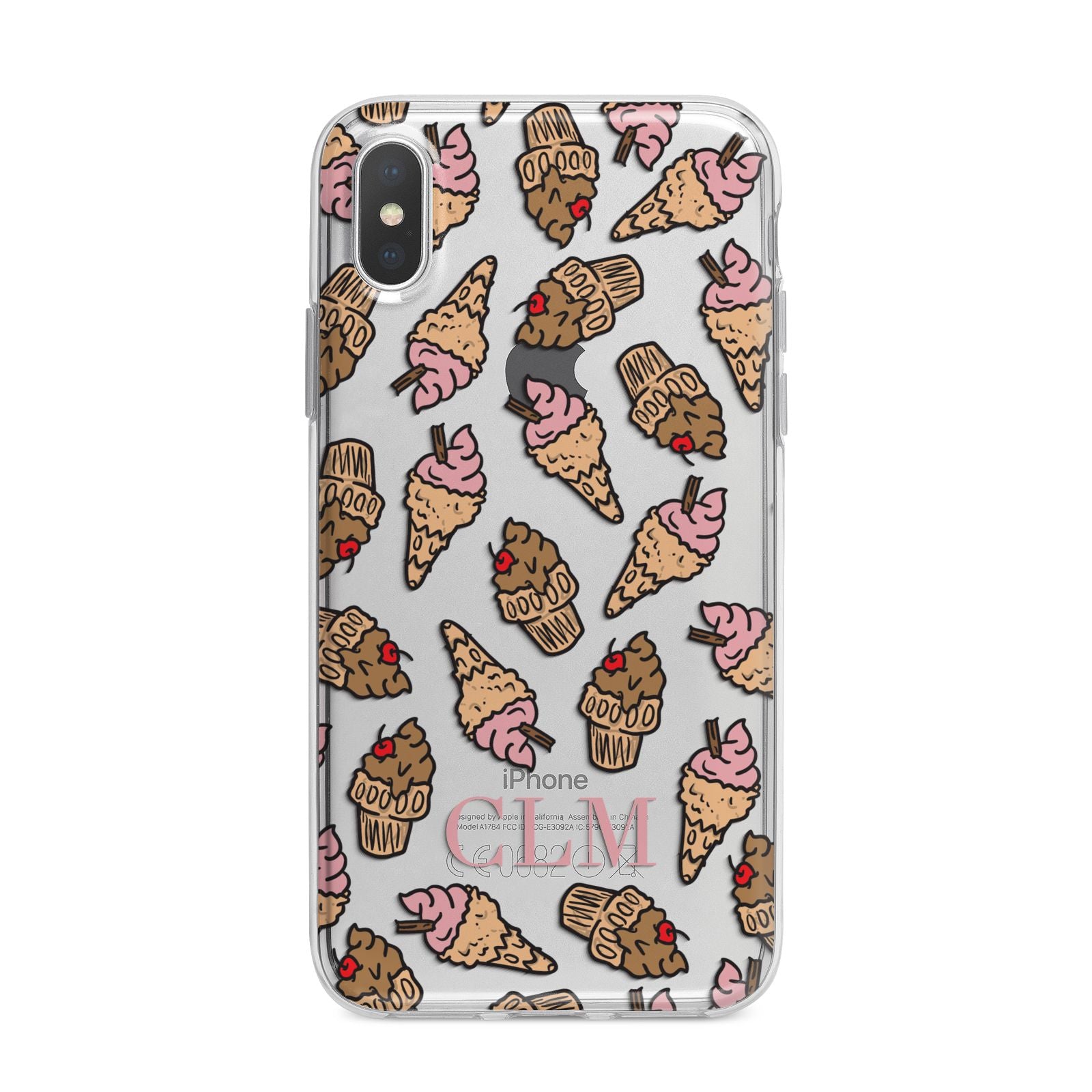Personalised Ice Creams Initials iPhone X Bumper Case on Silver iPhone Alternative Image 1
