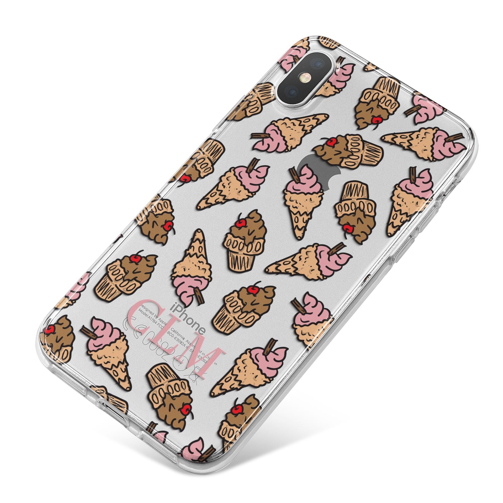 Personalised Ice Creams Initials iPhone X Bumper Case on Silver iPhone