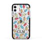 Personalised Ice Lolly Initials Apple iPhone 11 in White with Black Impact Case