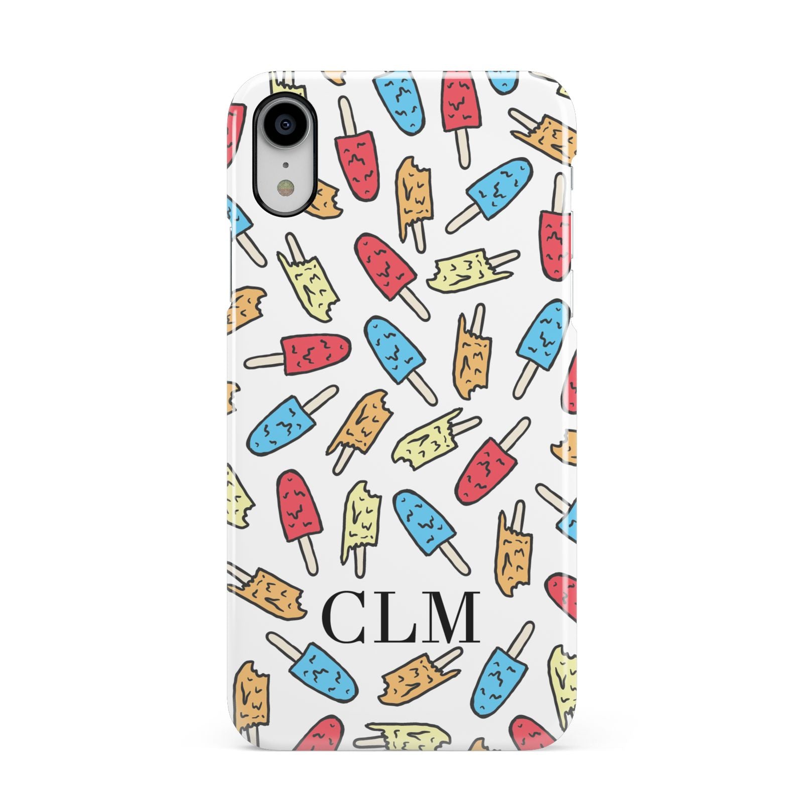 Personalised Ice Lolly Initials Apple iPhone XR White 3D Snap Case