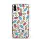 Personalised Ice Lolly Initials Apple iPhone Xs Impact Case Pink Edge on Silver Phone